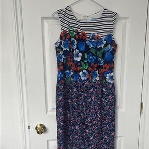 ANTONIO MELANI Navy and White Striped Dress